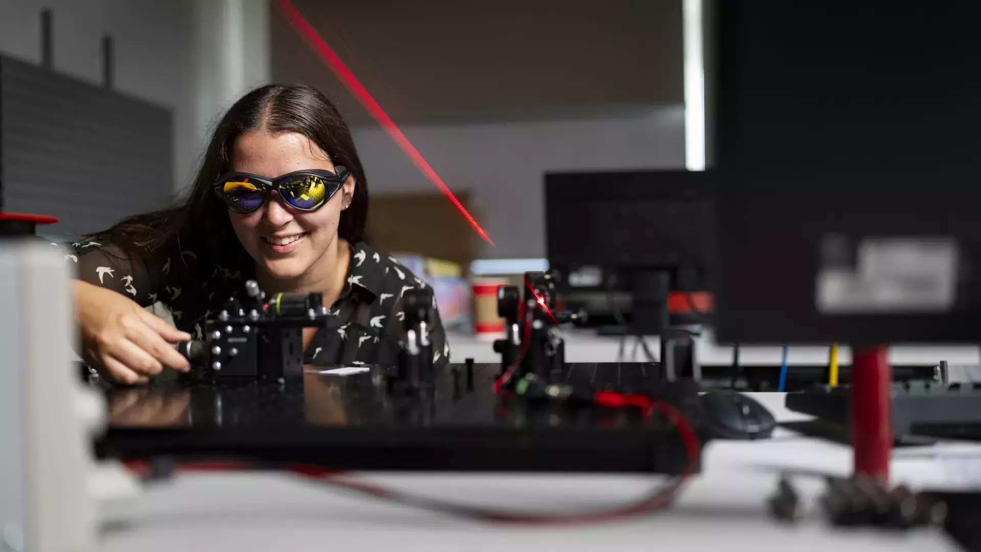 A student conducting an experiment