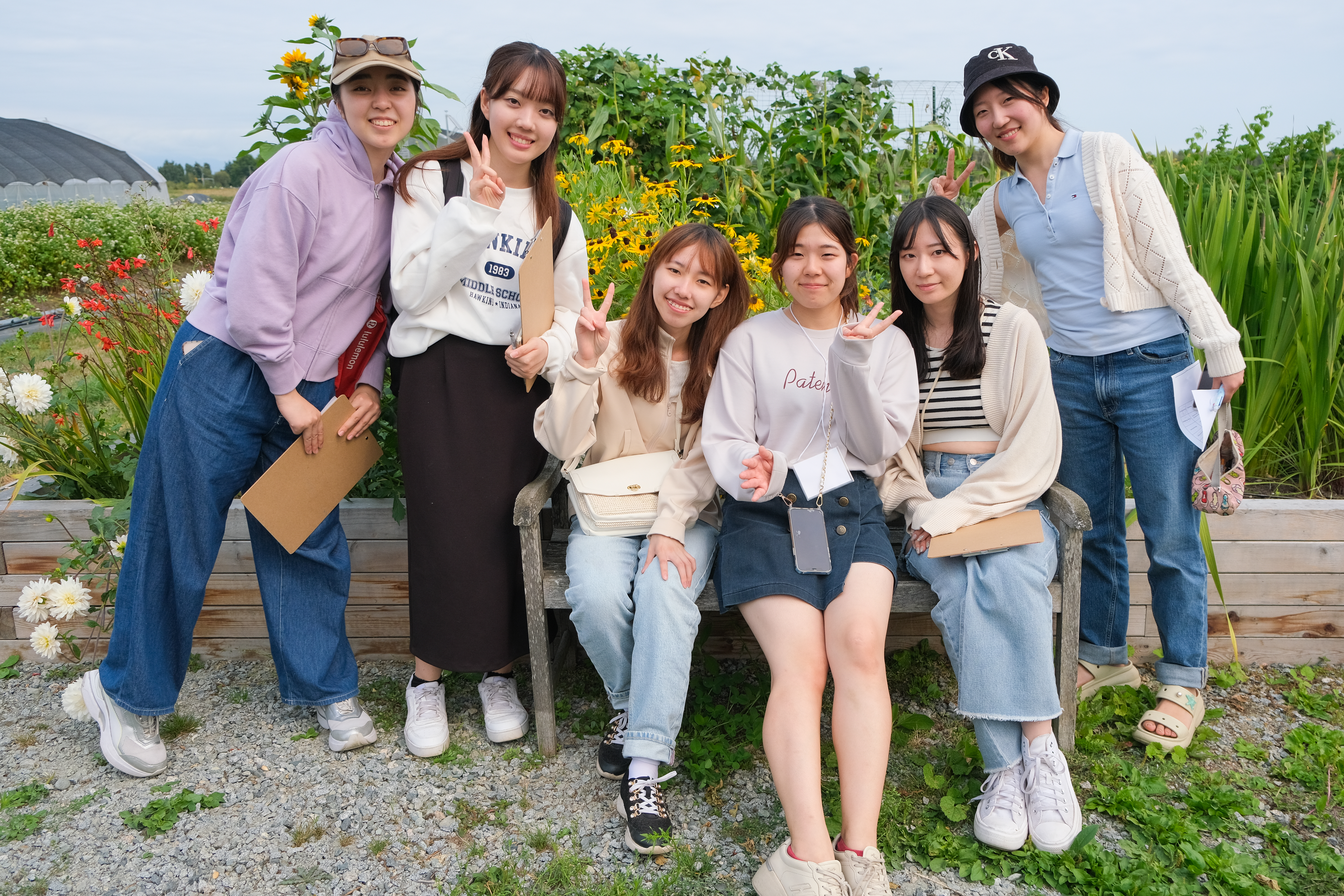 Group of students from Japan at KPU Richmond Farm, taken outside