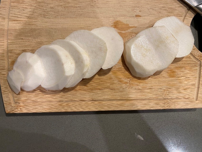 sliced turnips