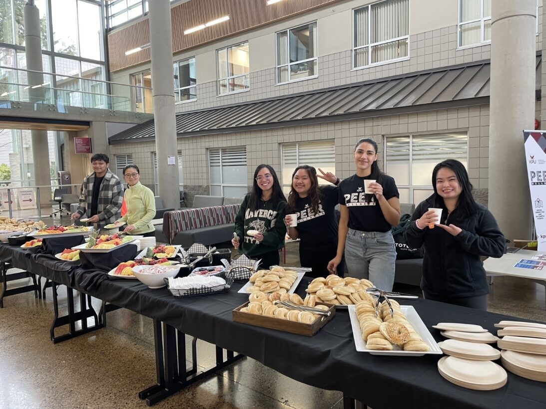 Students enjoying free breakfast for Nutrition Month in March 2024 at KPU Surrey 