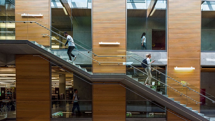 photo of library stairwell