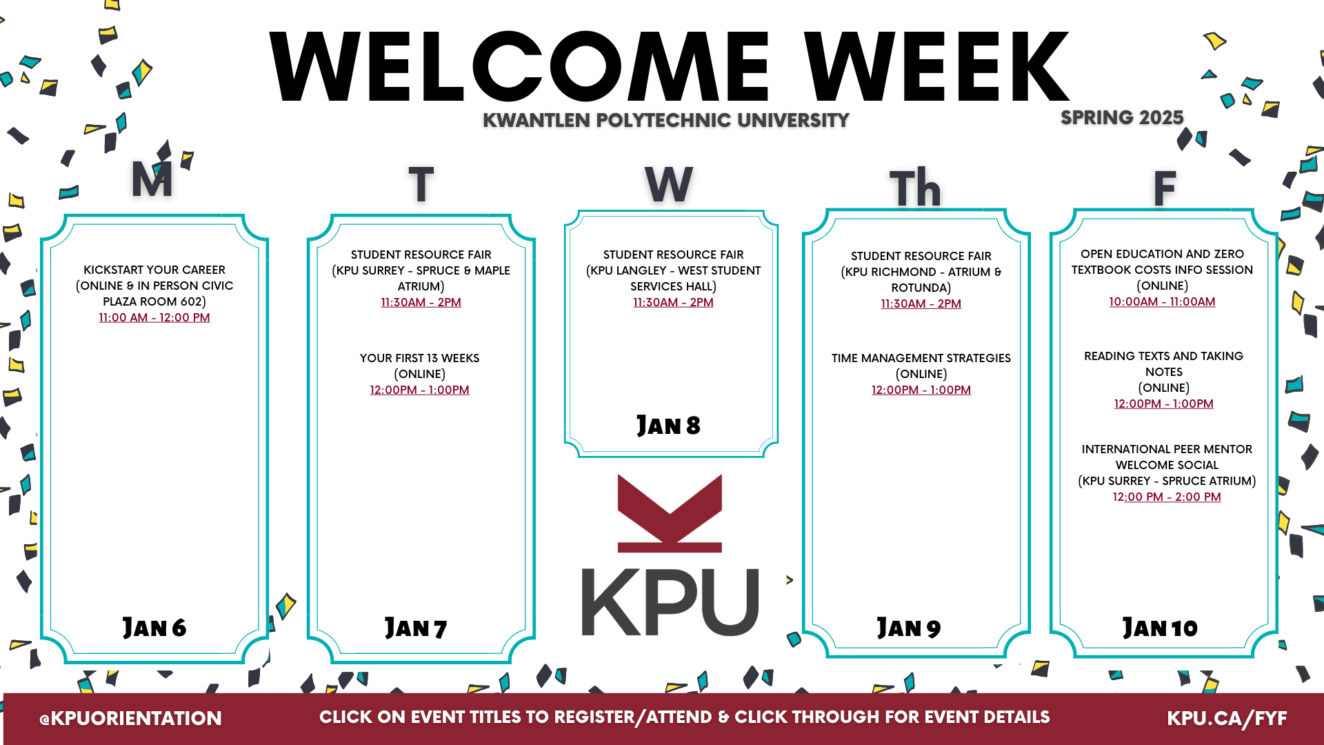 Welcome Week Calendar - Spring 2025