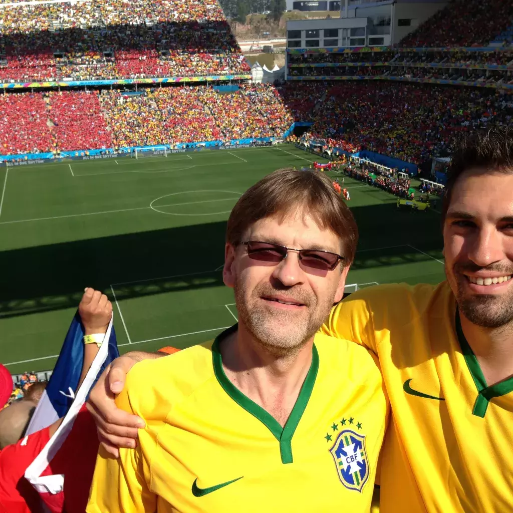 KPU MSoc head coach Djekanovic and father at World Cup 2014