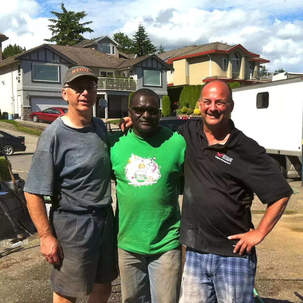 (From left) KPU instructors Ron Marchuk (horticulture), Mohamed Sheriff (IT) and Stan Kazymerchyk (horticulture) during the renovation.