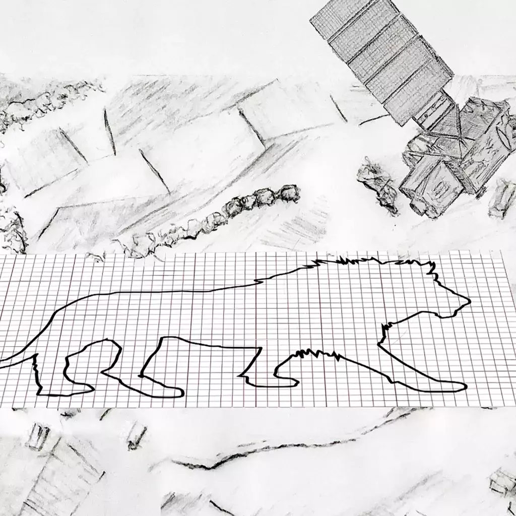 Artist's conceptual sketch of trees planted in the shape of an Ethiopian Lion