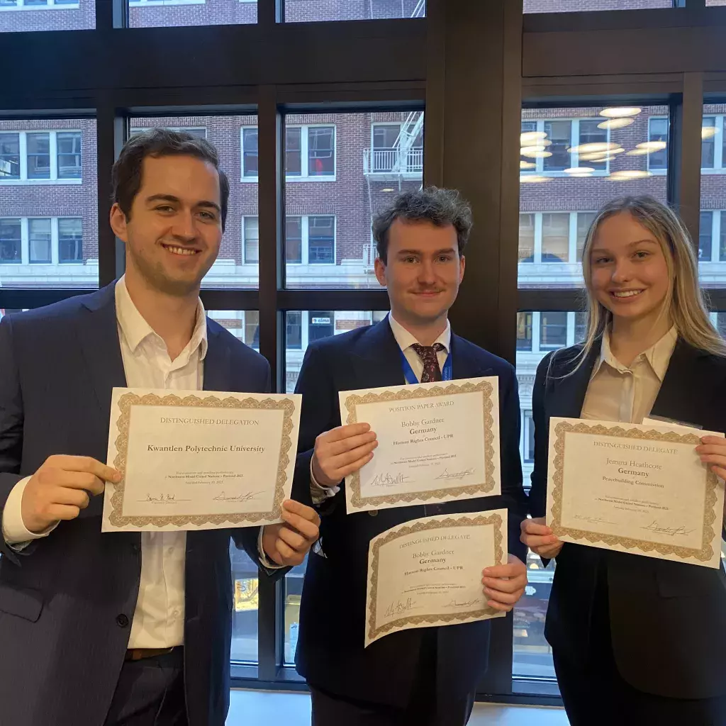 Lorne Putman, Jemma Heathcote and Bobby Gardner won four awards at a model UN competition