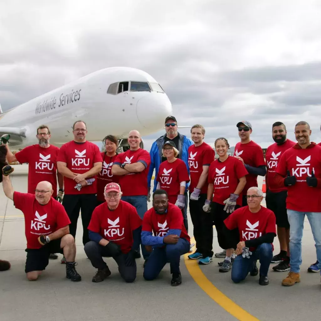 KPU team poses after pulling plane at UPS Plane Pull benefitting the United Way. 