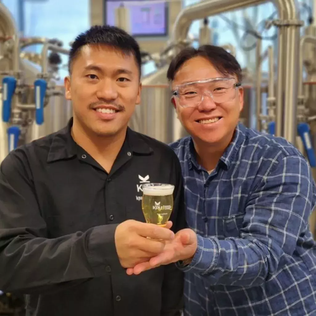 KPU graduates Wilson Chu and Francisco Hwang won gold in the competition’s International Style Pilsners category for the Student Signature Series brew Happy Hoppy.