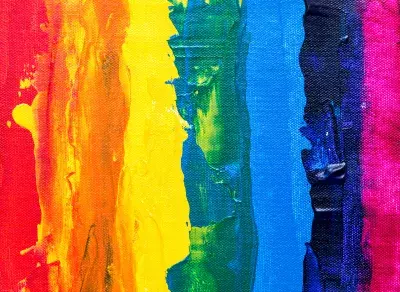 Rainbow colors painted on canvas