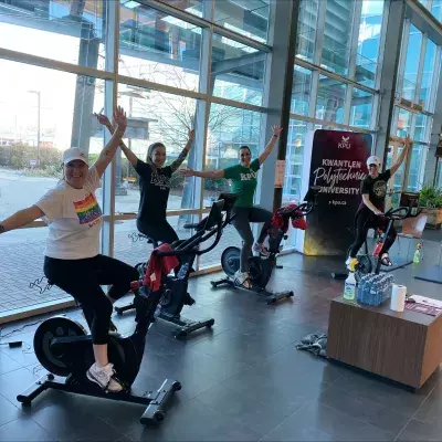 KPU's Community Engagement and Major Events team riding during the 2023 Bike-A-Thon.